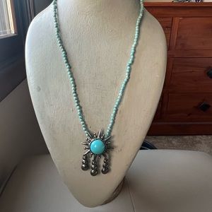 vintage YOSCA brooch silver star with turquoise